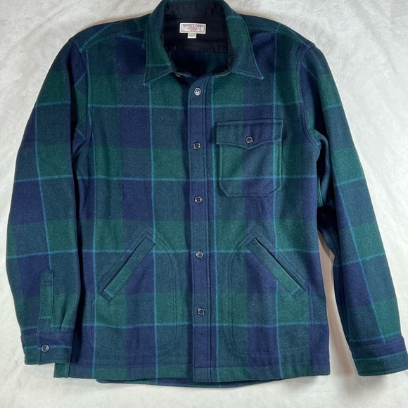 Wallace & Barnes Military Wool Blackwatch Chore Coat Tartan Flannel Shacket - Picture 2 of 13